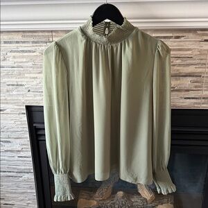 Wilfred Light Green Blouse with Smocked Details